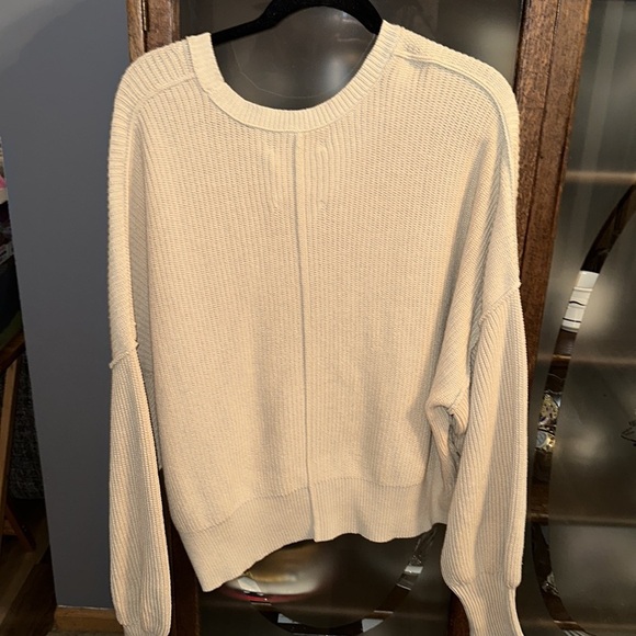 Aerie Tan Low Neck Cropped Sweater - Picture 6 of 9